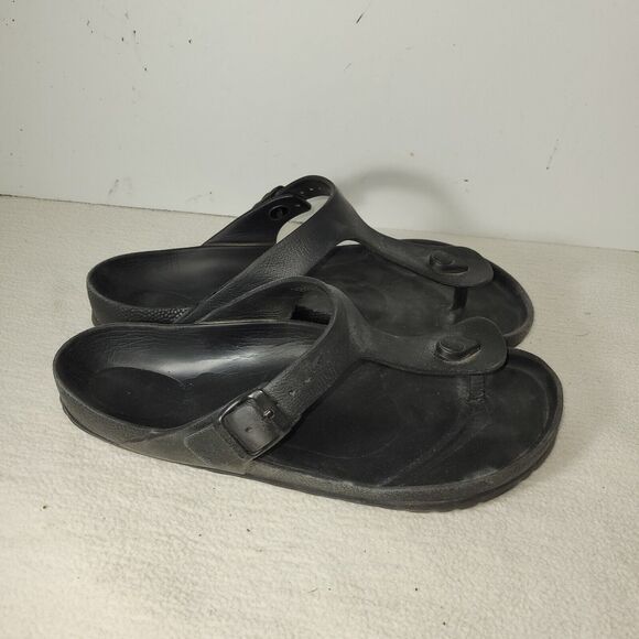 Birkenstock Sandals Sz 10 Womens Black Gizeh EVA L7/M6 Gorpcore Beach Buckle - Picture 2 of 13